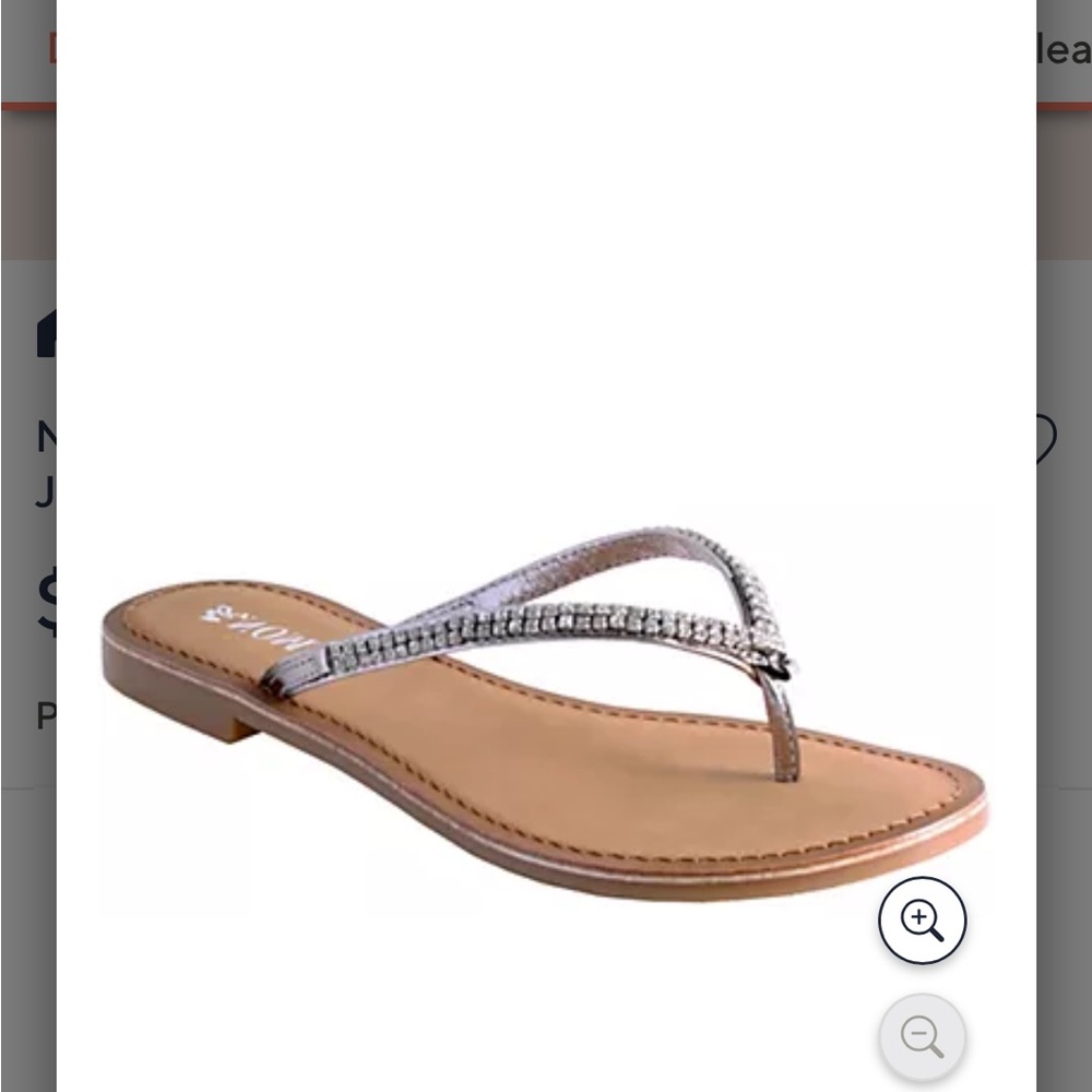 Nomad Red Collection Leather Thongs - Johanna, jeweled flip-flops, size 5